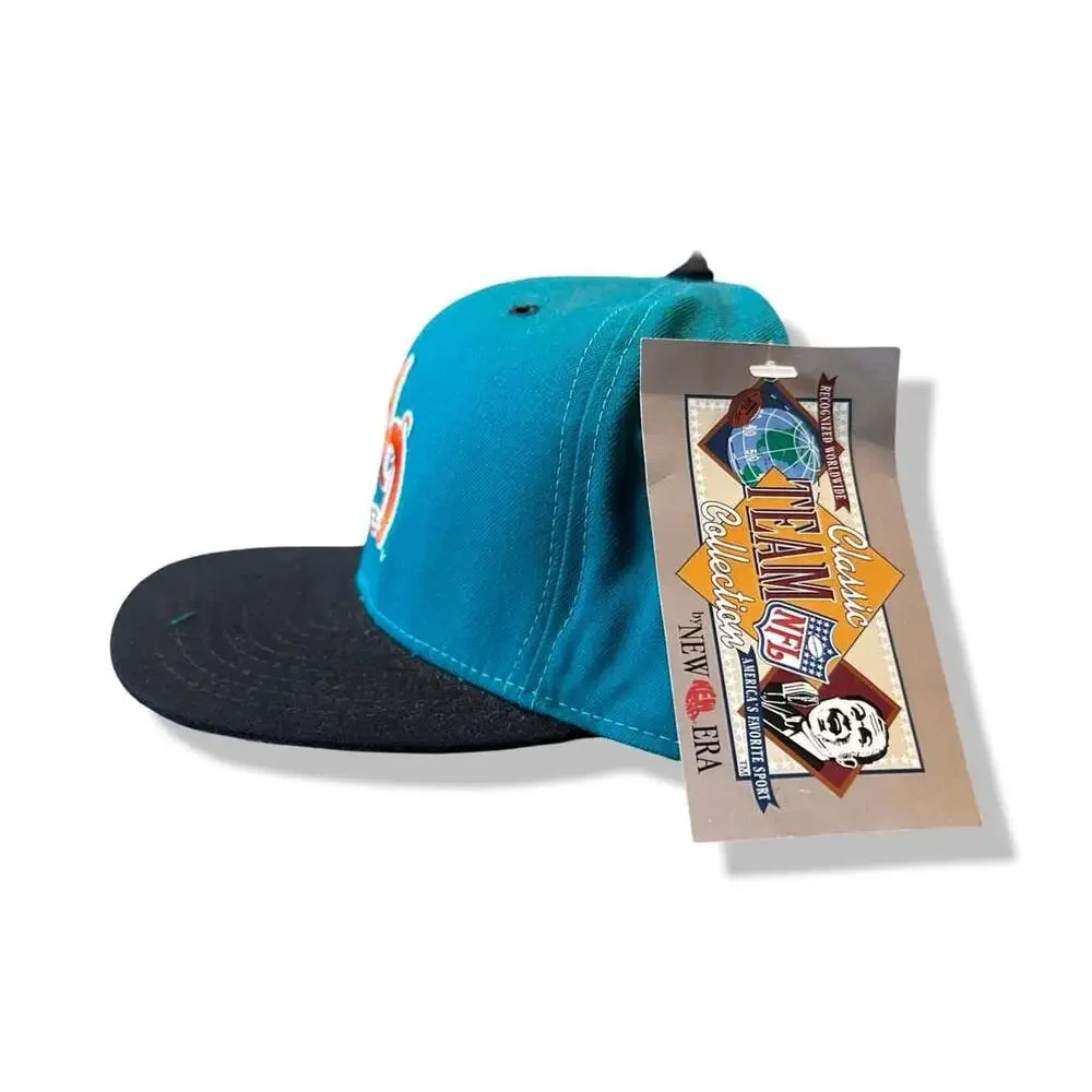 90s New Era Miami Dolphins NFL Snapback Hat Size Medium-Large Vintage
